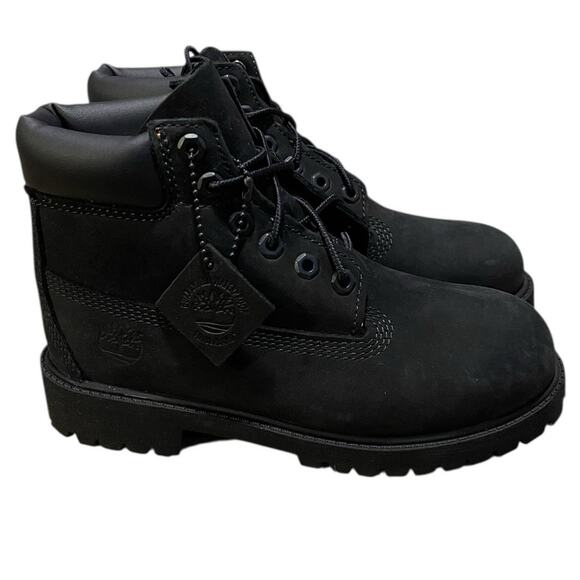Timberland Youth Size 2 New In Box Black Nubuck Premium 6-Inch Waterproof Boot - Picture 1 of 11